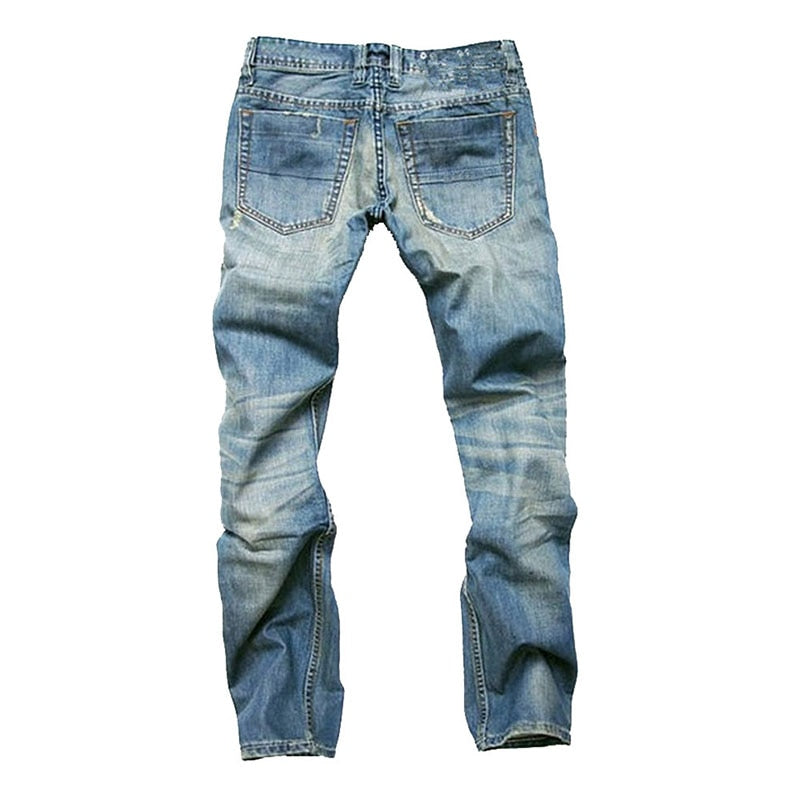 Mens Slim Fit Distressed Straight Leg Denim