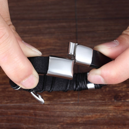 Men's Leather Bracelet With Cross Design