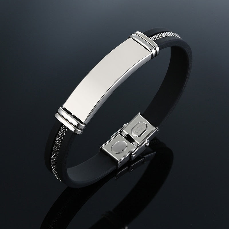 Black Stainless Steel and Silicone mesh Wrist Band