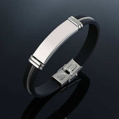 Black Stainless Steel and Silicone mesh Wrist Band