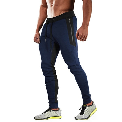 Men's Zipper Pockets Jogger Tapered-Leg Training Pants