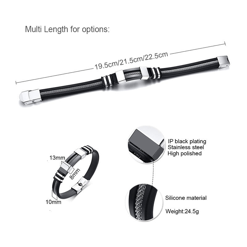 Black Stainless Steel and Silicone mesh Wrist Band