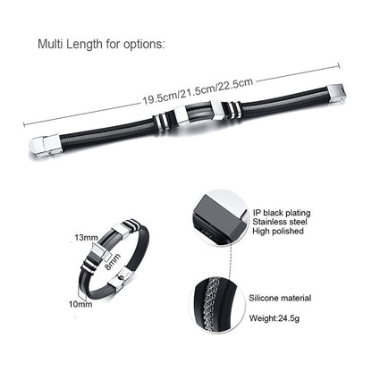 Black Stainless Steel and Silicone mesh Wrist Band