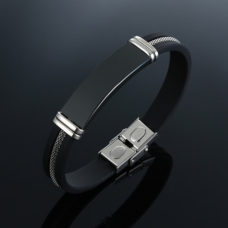 Black Stainless Steel and Silicone mesh Wrist Band