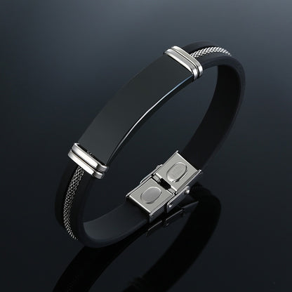 Black Stainless Steel and Silicone mesh Wrist Band