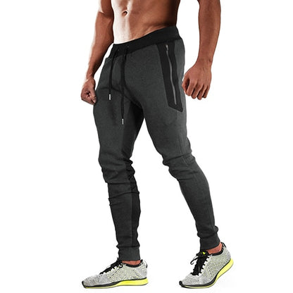 Men's Zipper Pockets Jogger Tapered-Leg Training Pants