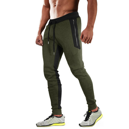 Men's Zipper Pockets Jogger Tapered-Leg Training Pants