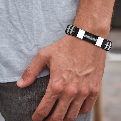 Black Stainless Steel and Silicone mesh Wrist Band