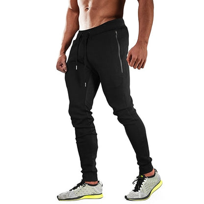 Men's Zipper Pockets Jogger Tapered-Leg Training Pants