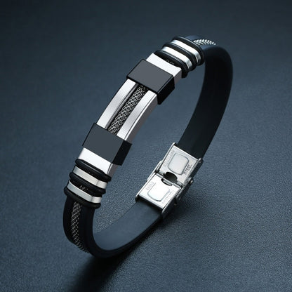 Black Stainless Steel and Silicone mesh Wrist Band