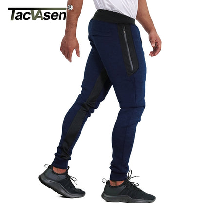 Men's Zipper Pockets Jogger Tapered-Leg Training Pants