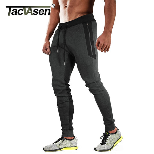 Men's Zipper Pockets Jogger Tapered-Leg Training Pants
