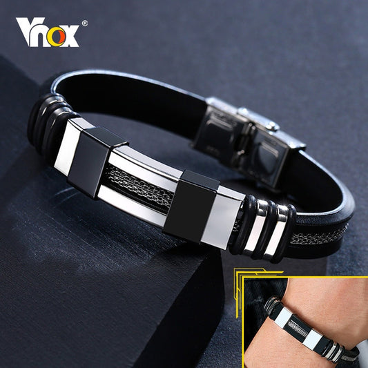 Black Stainless Steel and Silicone mesh Wrist Band