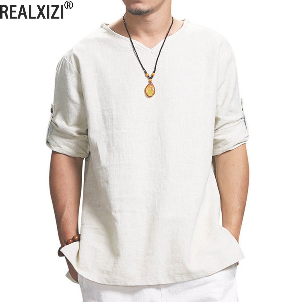Men's 3/4 Length Sleeves Cotton Shirt