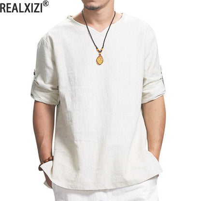 Men's 3/4 Length Sleeves Cotton Shirt