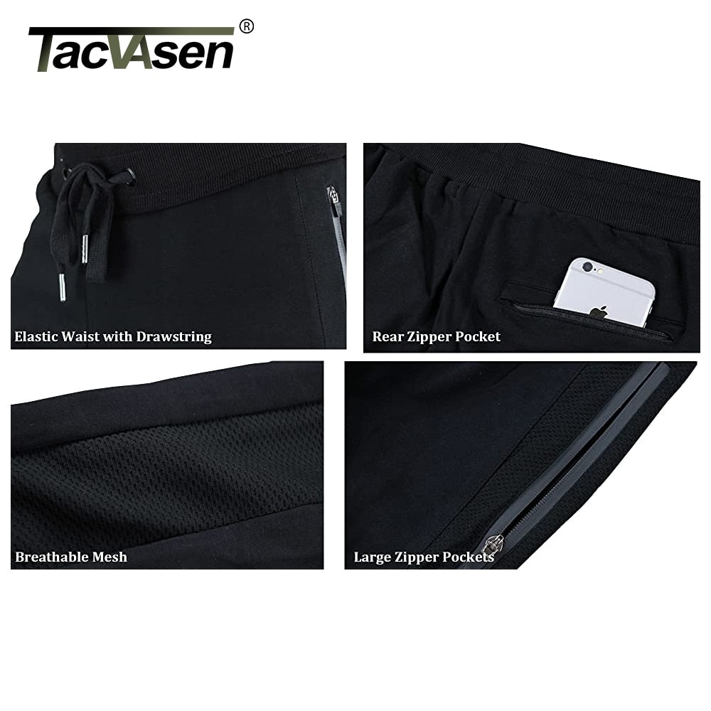 Men's Zipper Pockets Jogger Tapered-Leg Training Pants