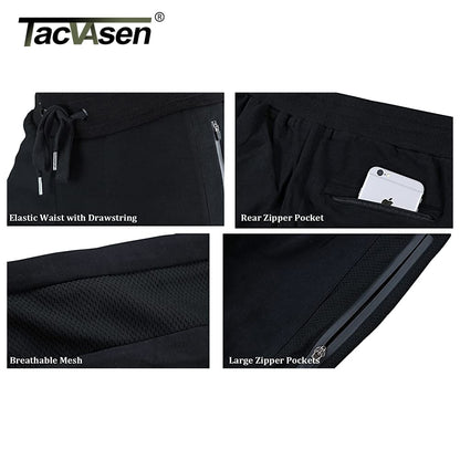 Men's Zipper Pockets Jogger Tapered-Leg Training Pants