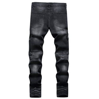 Men's Black Denim Straight Leg Jeans