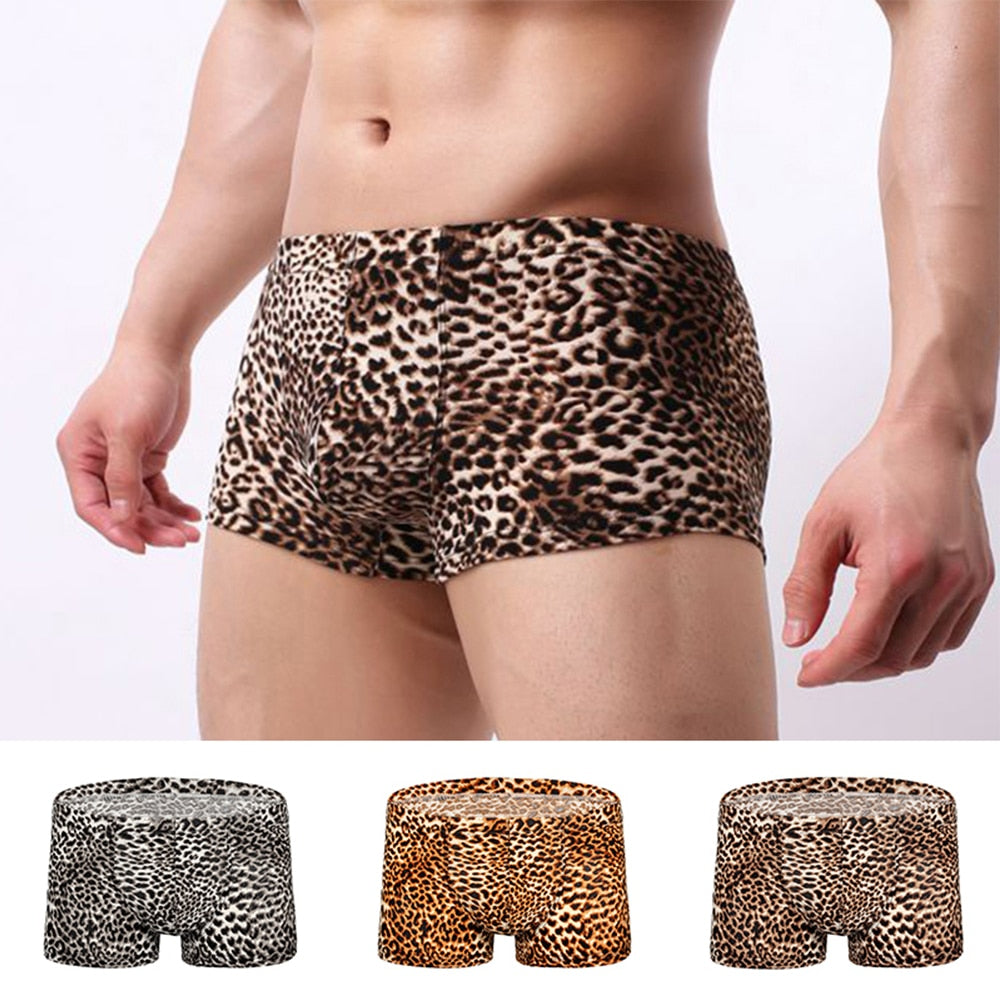 Men 's Trunks Leopard Print Boxers Briefs~