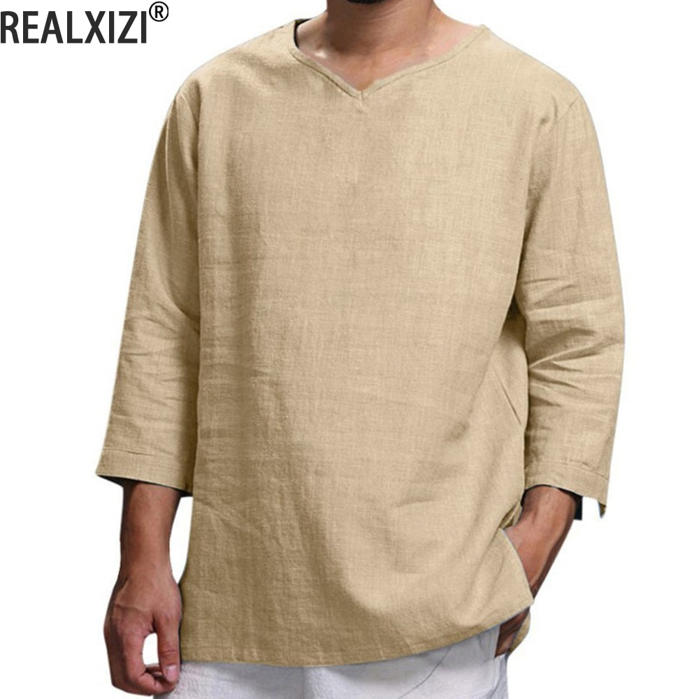 Men's 3/4 Length Sleeves Cotton Shirt