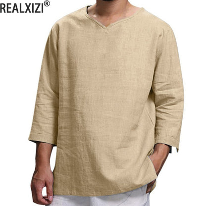 Men's 3/4 Length Sleeves Cotton Shirt