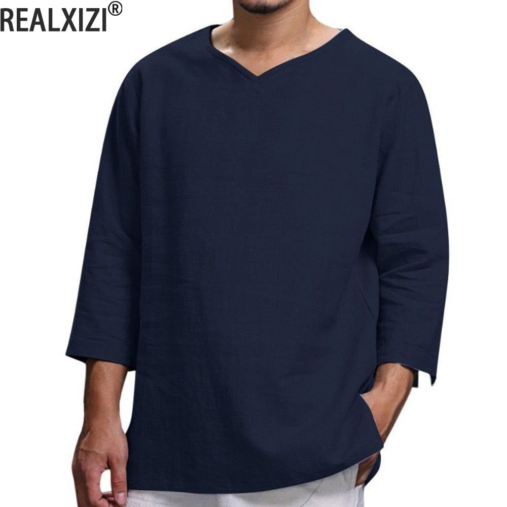 Men's 3/4 Length Sleeves Cotton Shirt