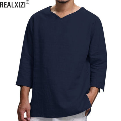Men's 3/4 Length Sleeves Cotton Shirt