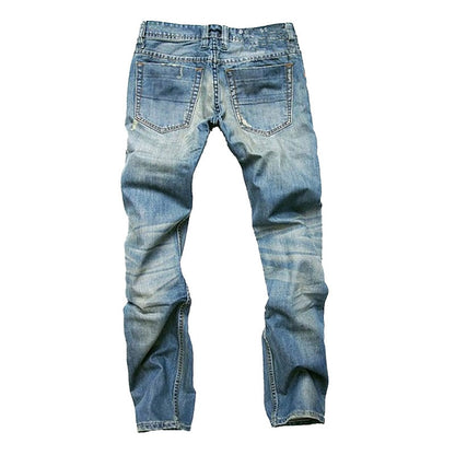 Mens Slim Fit Distressed Straight Leg Denim