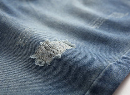 Mens Slim Fit Distressed Straight Leg Denim