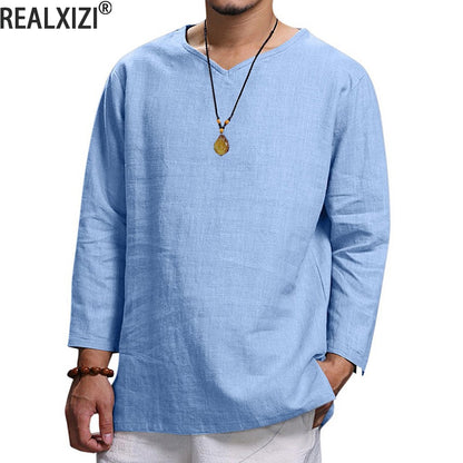 Men's 3/4 Length Sleeves Cotton Shirt