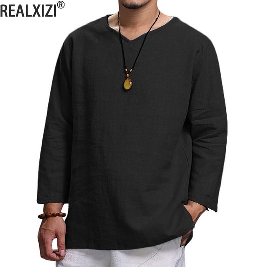 Men's 3/4 Length Sleeves Cotton Shirt