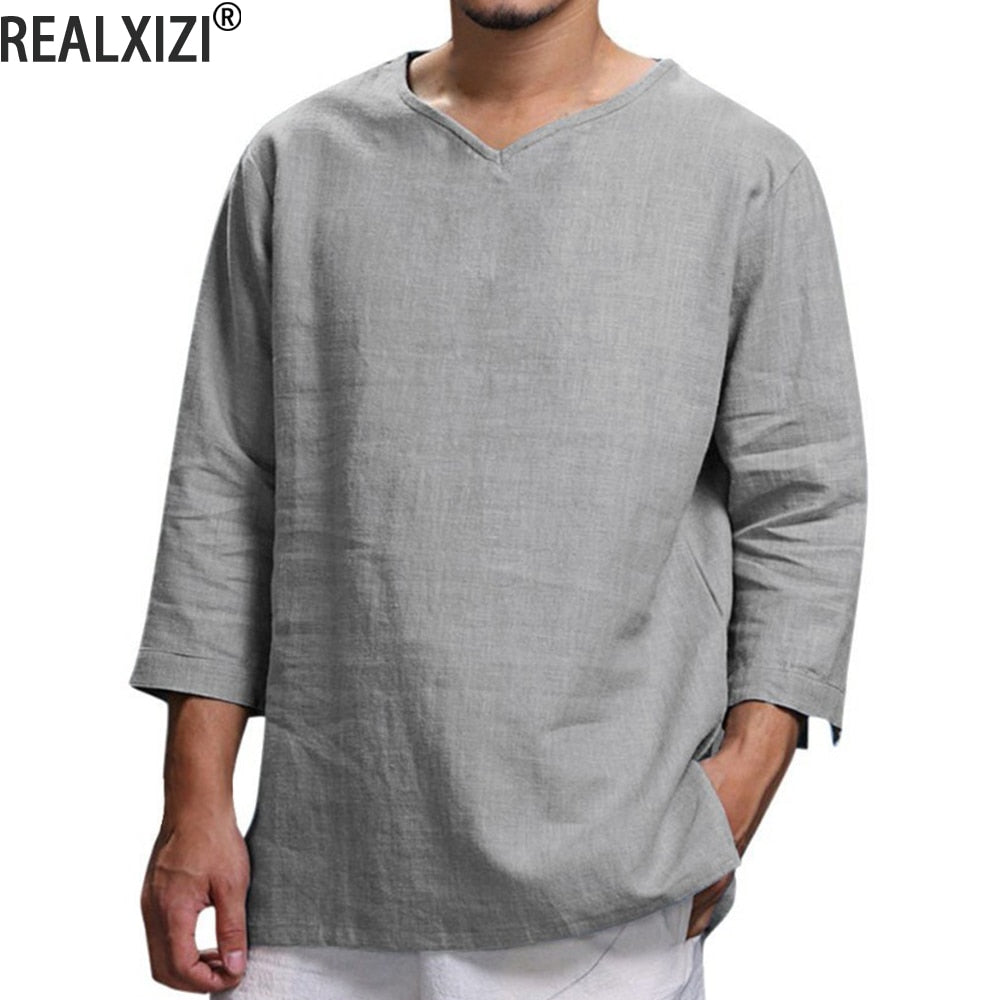 Men's 3/4 Length Sleeves Cotton Shirt