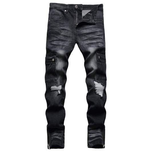 Men's Black Denim Straight Leg Jeans