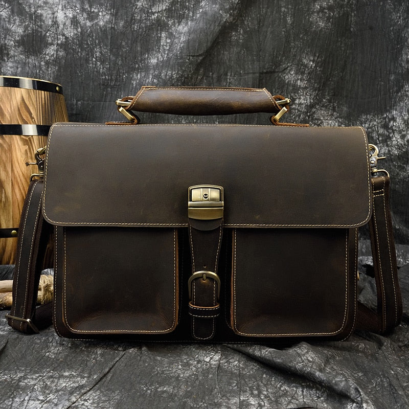 Men's Genuine Leather Briefcase/Laptop Carrier